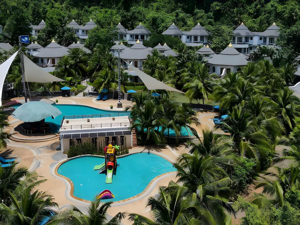 Lagoon Pool Amid Palm Trees