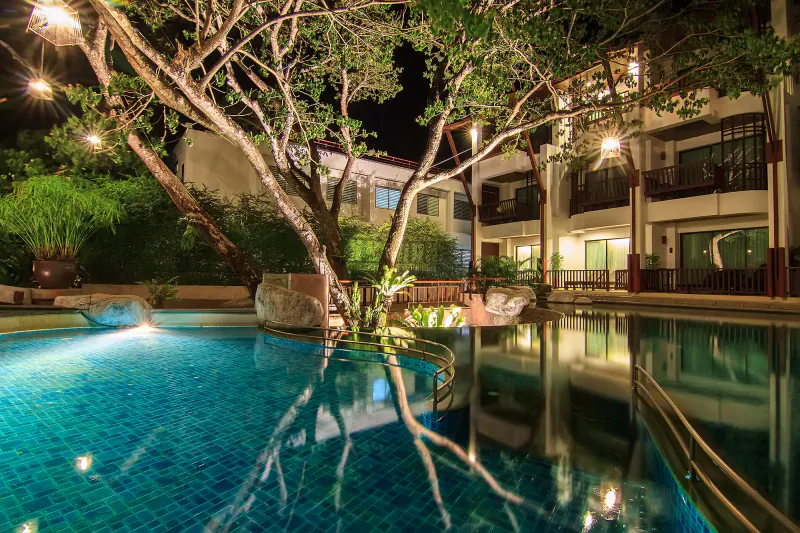 Modern Design Overlooking Central Pool